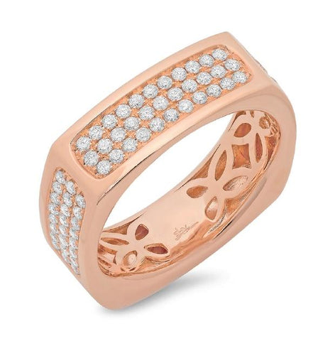 0.94 Ctw 14k Rose Gold Diamond Mens Wedding Band Ring