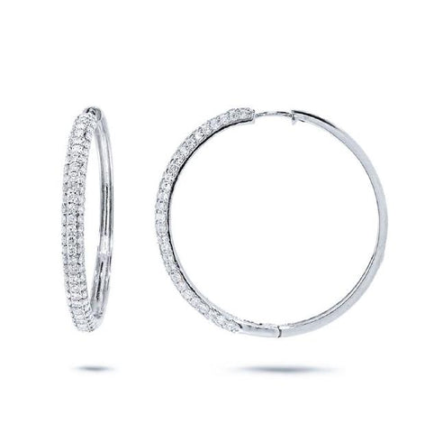 3.50 Ctw 14k White Gold Diamond Hoop Pave Earring