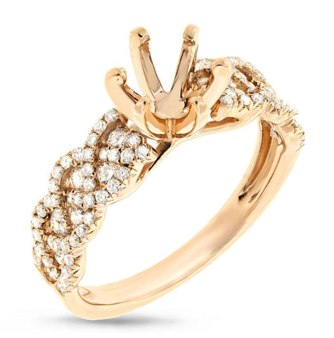 0.57 Ctw 14k Yellow Gold Diamond Semi-mount Ring