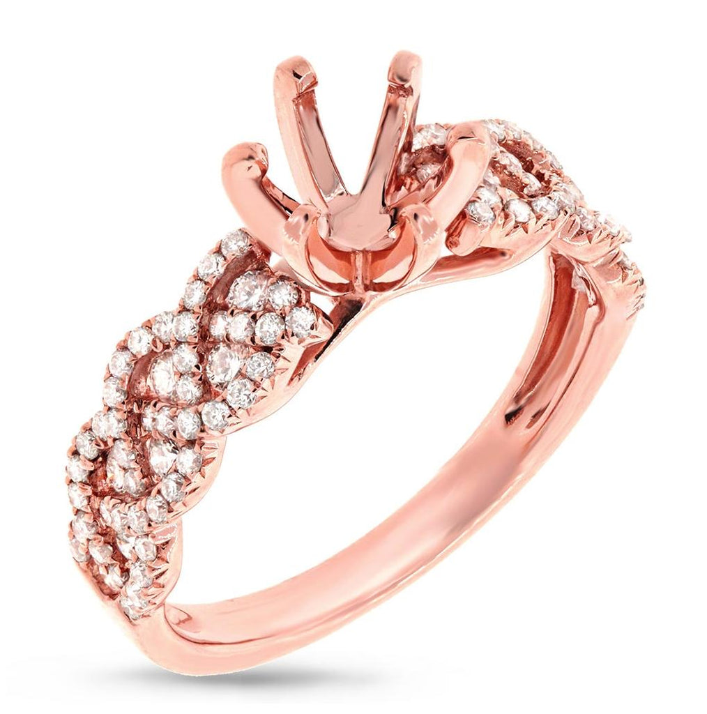 0.57 Ctw 14k Rose Gold Diamond Semi-mount Ring