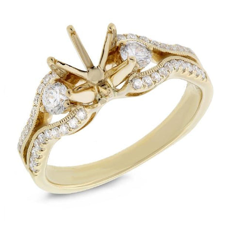 0.49 Ctw 14k Yellow Gold Diamond Semi-mount Ring For 1.00 Ctw Center