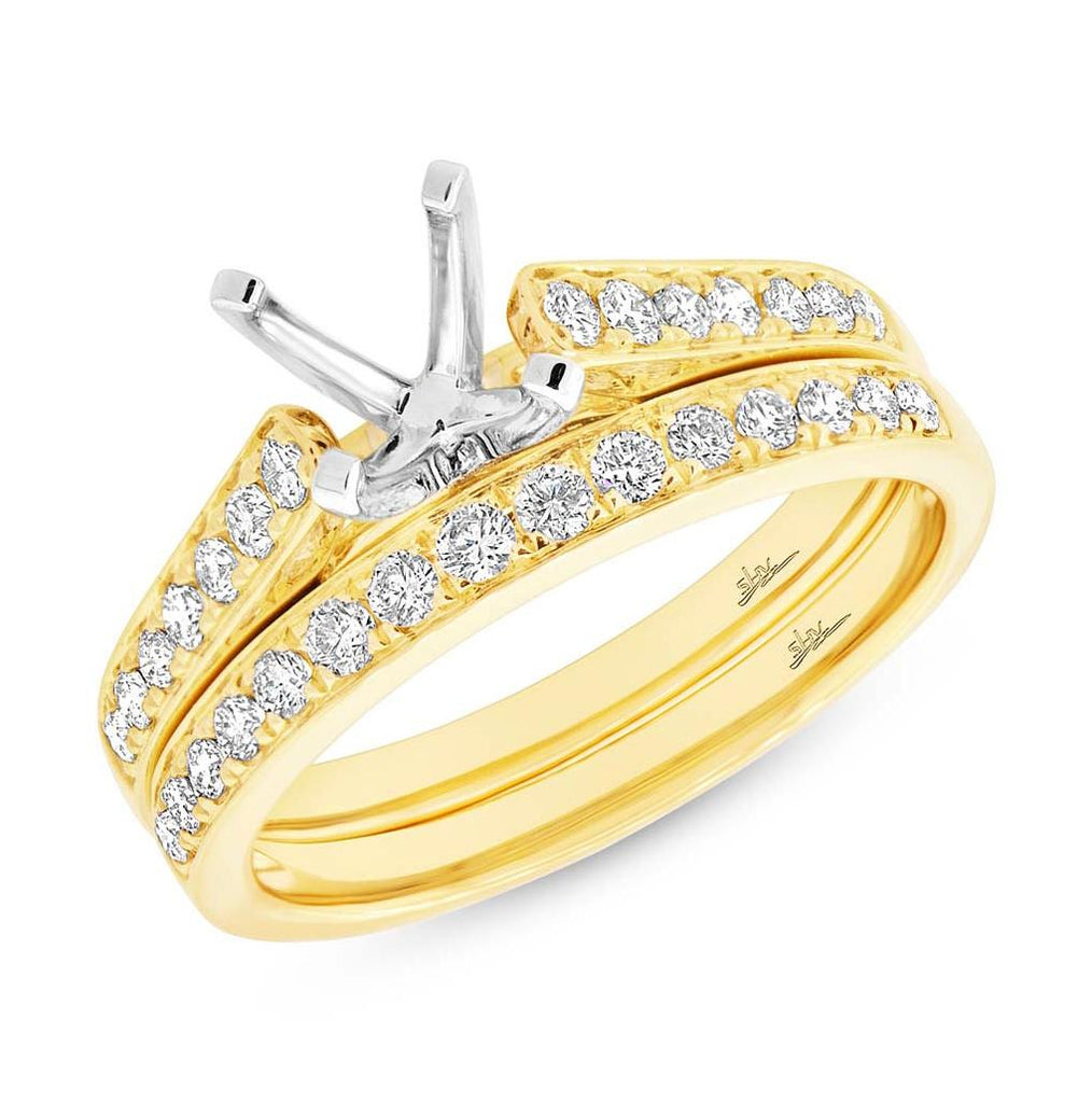 0.48 Ctw 14k Yellow Gold Diamond Semi-mount Ring 2-pc For 0.75 Ctw Center