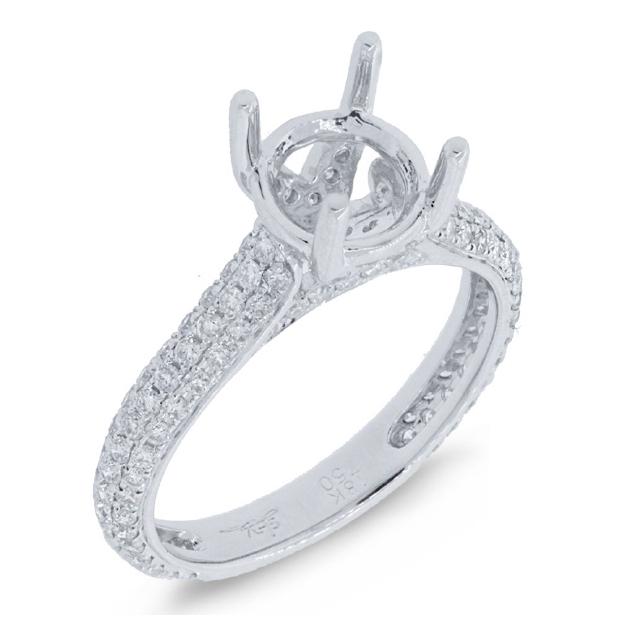 0.49 Ctw 18k White Gold Diamond Semi-mount Ring