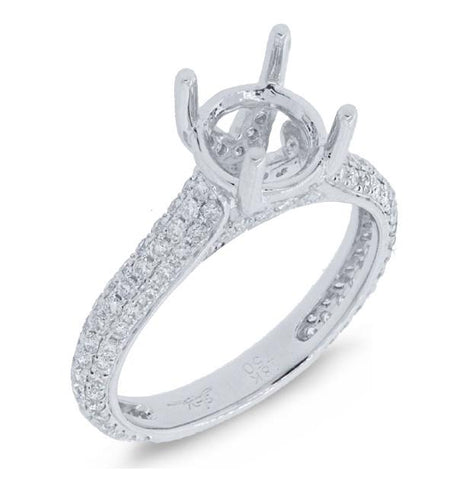 0.49 Ctw 18k White Gold Diamond Semi-mount Ring