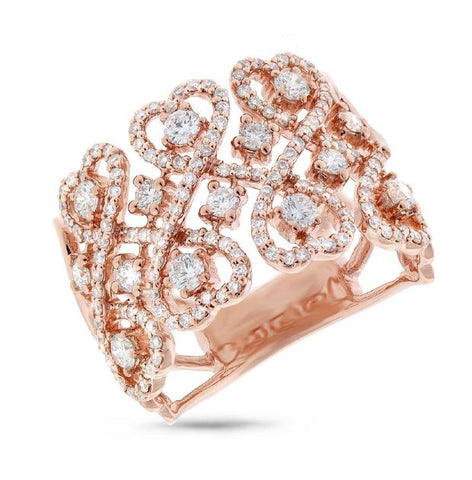 0.98 Ctw 14k Rose Gold Diamond Heart Ring