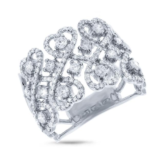 0.98 Ctw 14k White Gold Diamond Heart Ring