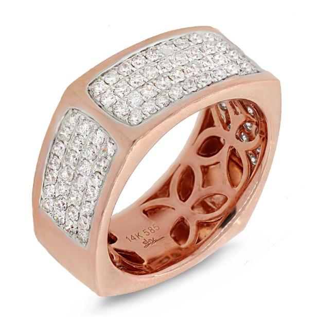 1.62 Ctw 14k Two-tone Rose Gold Diamond Mens Wedding Band Ring