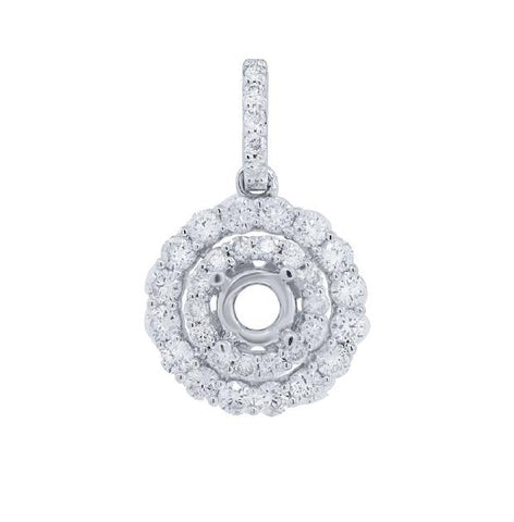 0.70 Ctw 14k White Gold Diamond Semi-mount Pendant Necklace With 18 Inch Chain