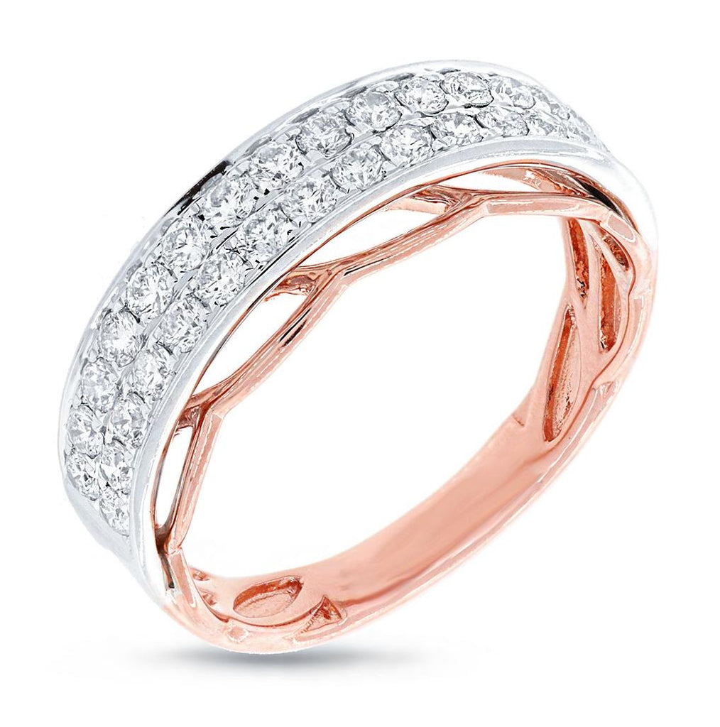 0.68 Ctw 14k Two-tone Rose Gold Diamond Womens Band