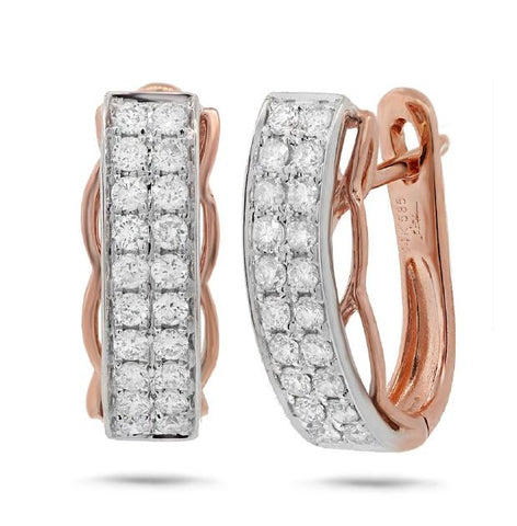 0.72 Ctw 14k Two-tone Rose Gold Diamond Earring