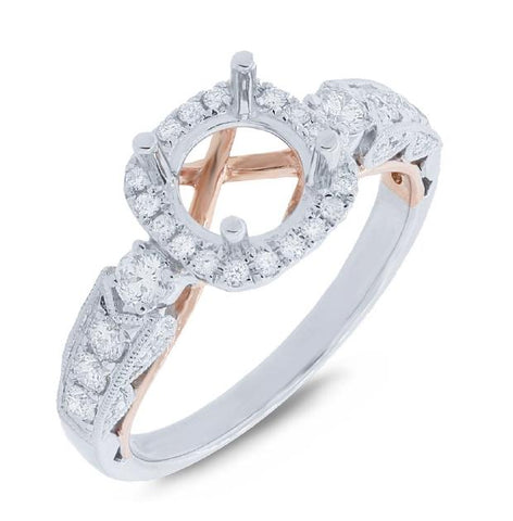 0.55 Ctw 14k Two-tone Rose Gold Diamond Semi-mount Ring