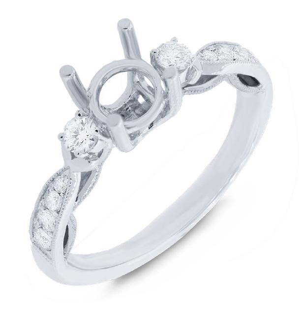 0.34 Ctw 14k White Gold Diamond Semi-mount Ring For 1.00 Ctw Center