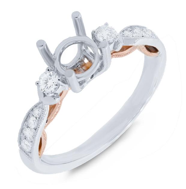 0.34 Ctw 14k Two-tone Rose Gold Diamond Semi-mount Ring