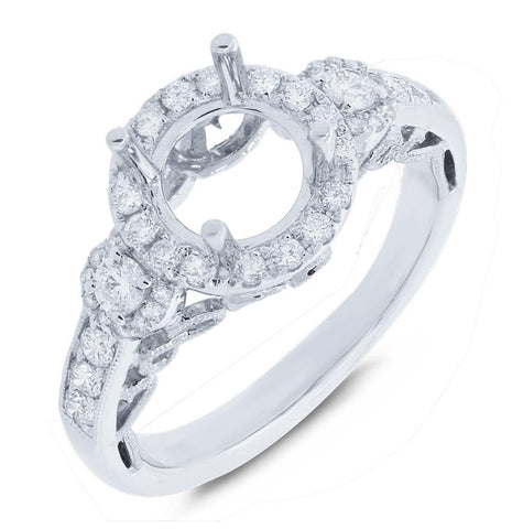 0.52 Ctw 18k White Gold Diamond Semi-mount Ring