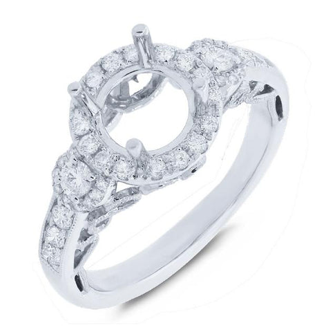 0.52 Ctw 14k White Gold Diamond Semi-mount Ring For 1.25 Ctw Center