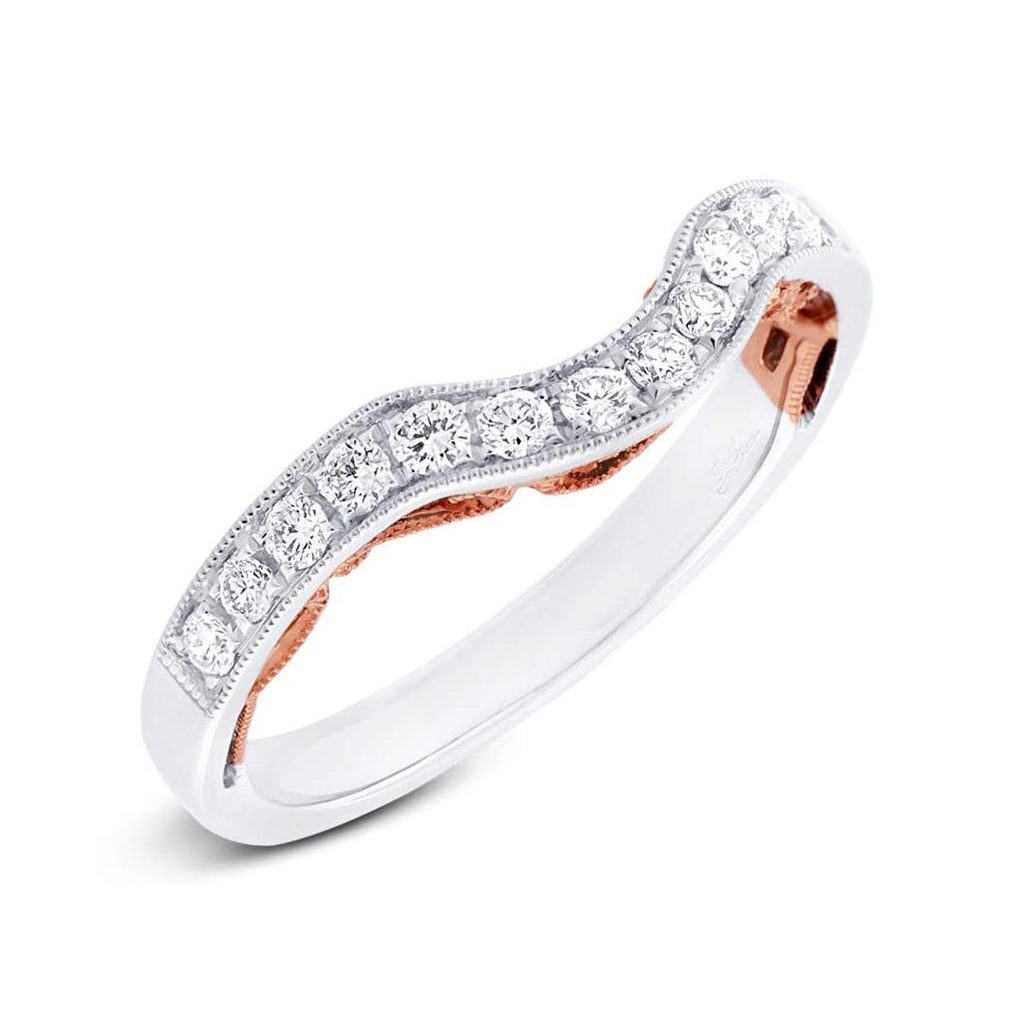 0.34 Ctw 14k Two-tone Rose Gold Diamond Shadow Band