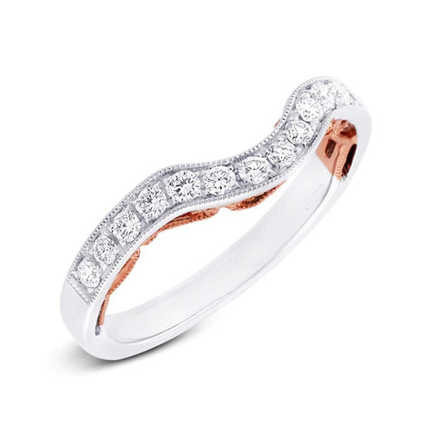 0.34 Ctw 14k Two-tone Rose Gold Diamond Shadow Band
