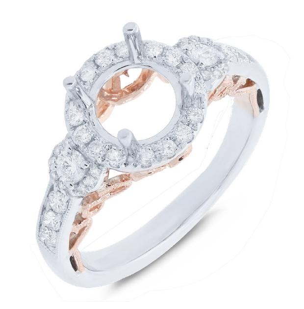 0.52 Ctw 14k Two-tone Rose Gold Diamond Semi-mount Ring