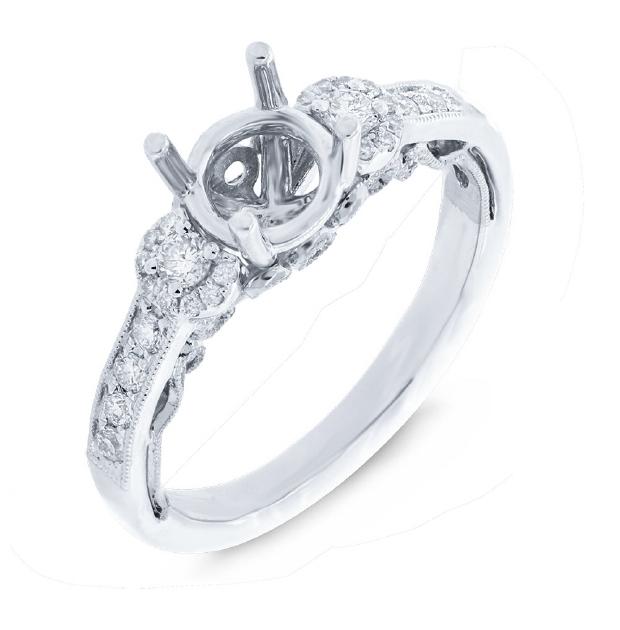 0.29 Ctw 14k White Gold Diamond Semi-mount Ring For 0.75 Ctw Center