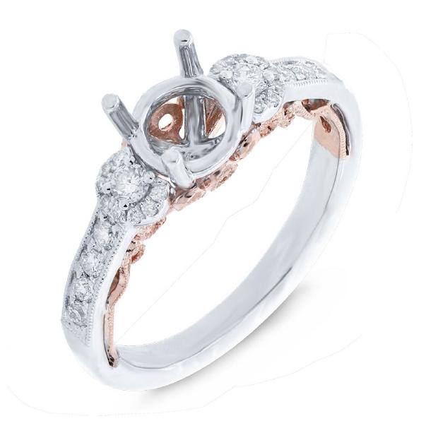 0.29 Ctw 14k Two-tone Rose Gold Diamond Semi-mount Ring