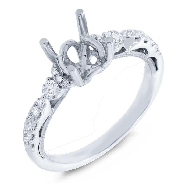 0.34 Ctw 14k White Gold Diamond Semi-mount Ring For 1.00 Ctw Center