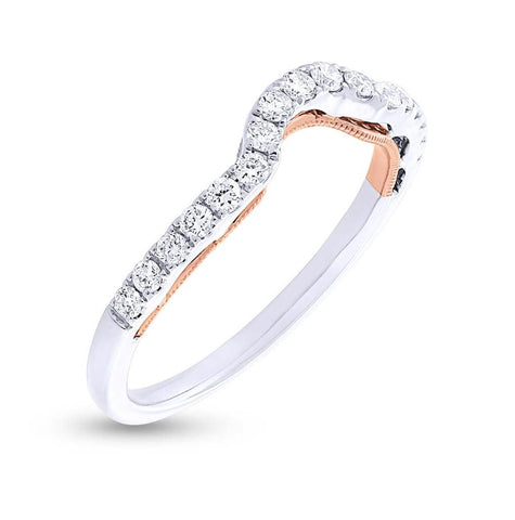 0.31 Ctw 14k Two-tone Rose Gold Diamond Shadow Band