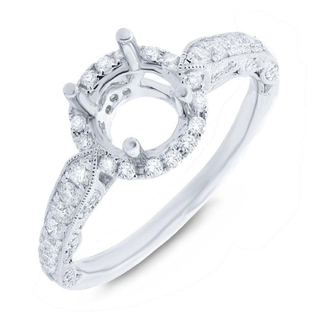 0.62 Ctw 14k White Gold Diamond Semi-mount Ring For 1.00 Ctw Center