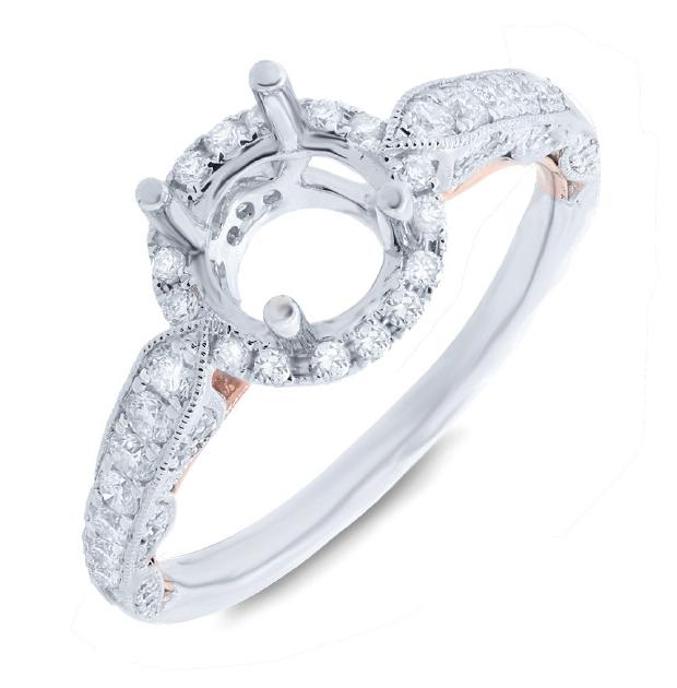 0.62 Ctw 14k Two-tone Rose Gold Diamond Semi-mount Ring