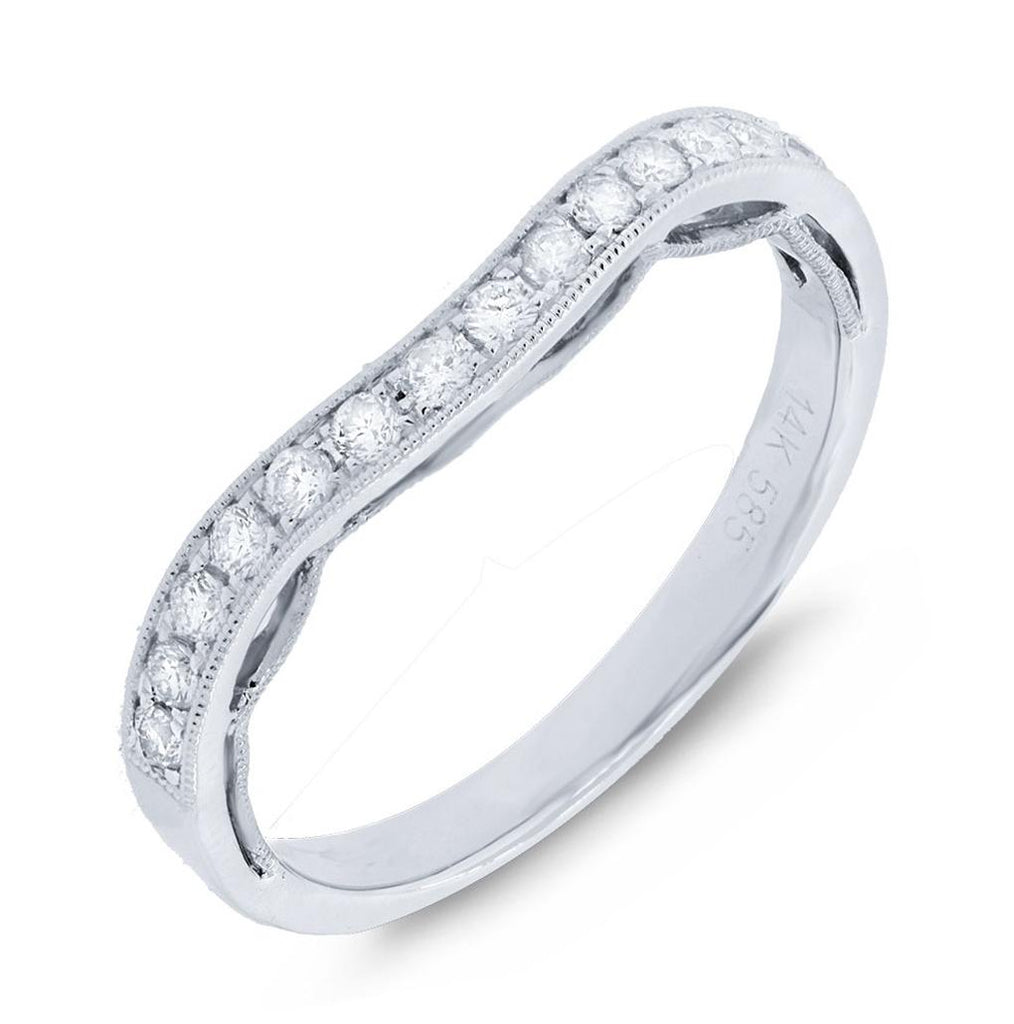 0.26 Ctw 14k White Gold Diamond Womens Band Size 5.25