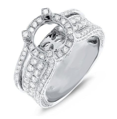 1.57 Ctw 14k White Gold Diamond Semi-mount Ring