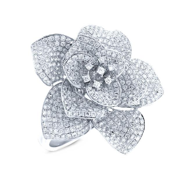 2.40 Ctw 14k White Gold Diamond Pave Flower Ring