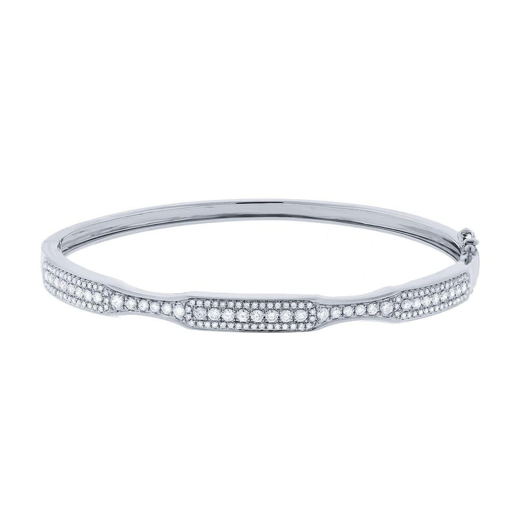 0.93 Ctw 14k White Gold Diamond Bangle Bracelet