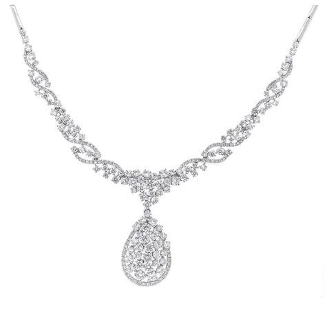 6.61 Ctw 14k White Gold Diamond Necklace