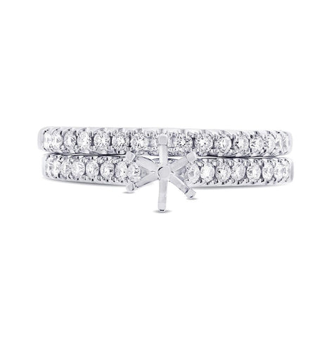 0.48 Ctw 14k White Gold Diamond Semi-mount Ring 2-pc