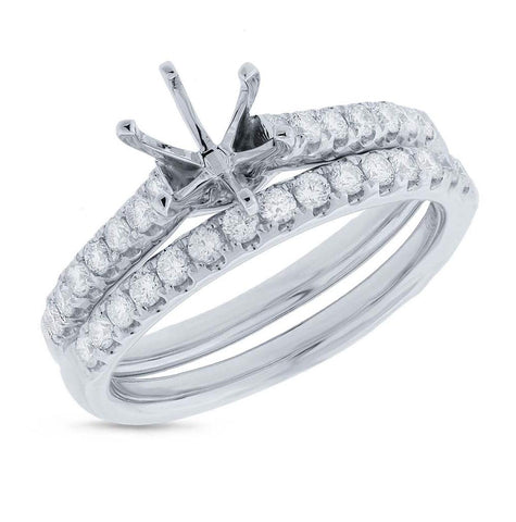 0.58 Ctw 14k White Gold Diamond Semi-mount Ring 2-pc For 0.75 Ctw Center Size 6