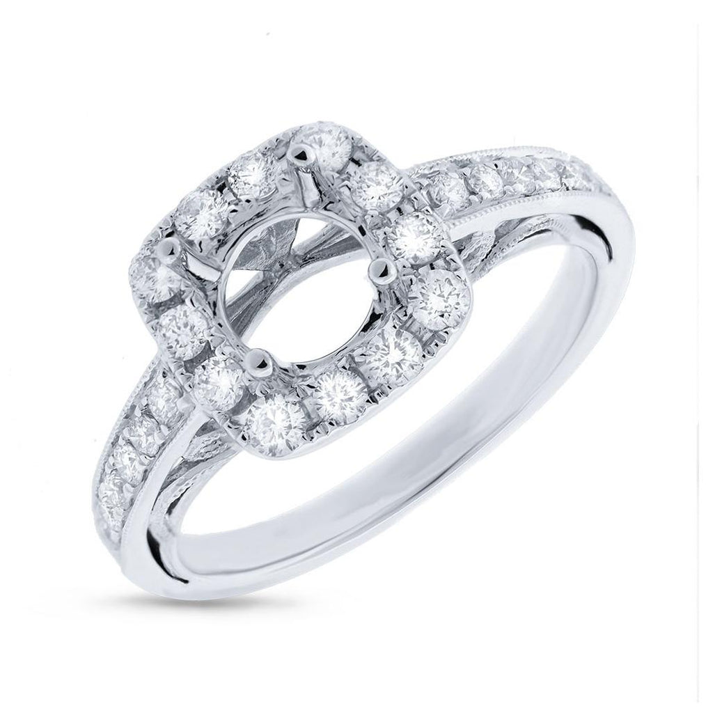 0.52 Ctw 14k White Gold Diamond Semi-mount Ring