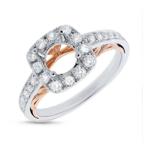 0.52 Ctw 14k Two-tone Rose Gold Diamond Semi-mount Ring