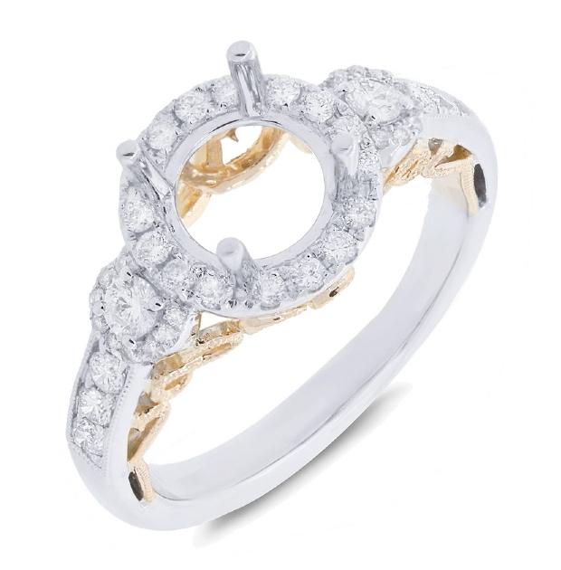 0.52 Ctw 14k Two-tone Gold Diamond Semi-mount Ring