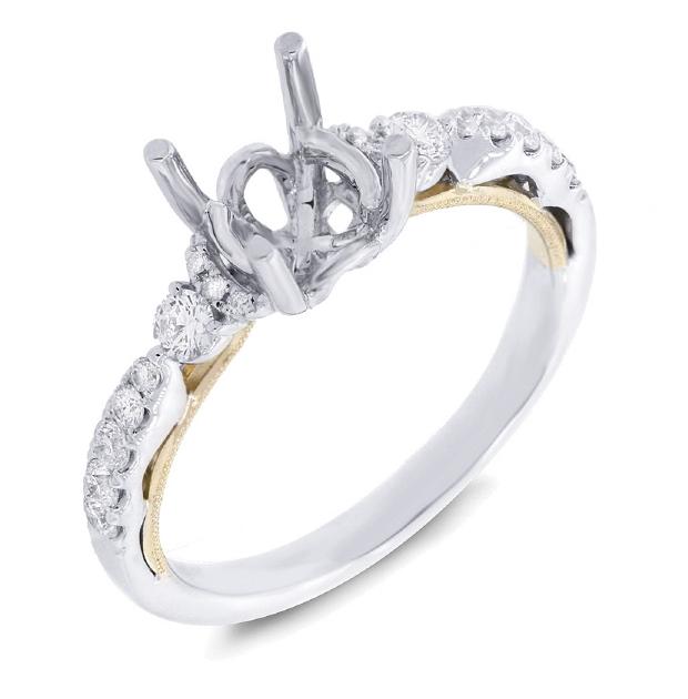 0.34 Ctw 14k Two-tone Gold Diamond Semi-mount Ring