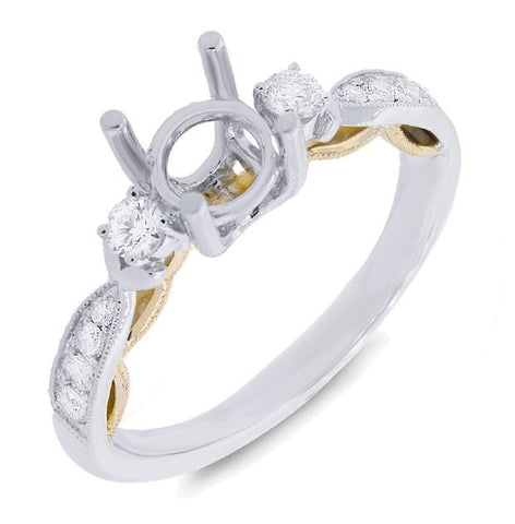 0.34 Ctw 14k Two-tone Gold Diamond Semi-mount Ring