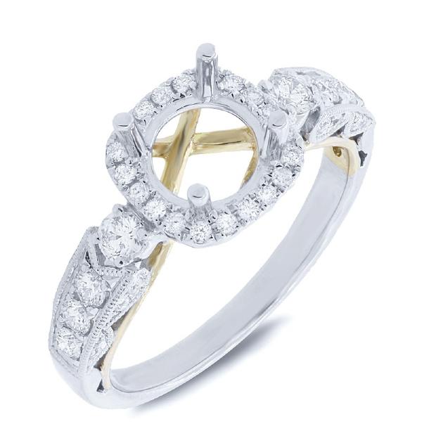 0.55 Ctw 14k Two-tone Gold Diamond Semi-mount Ring For 1.00 Ctw Center