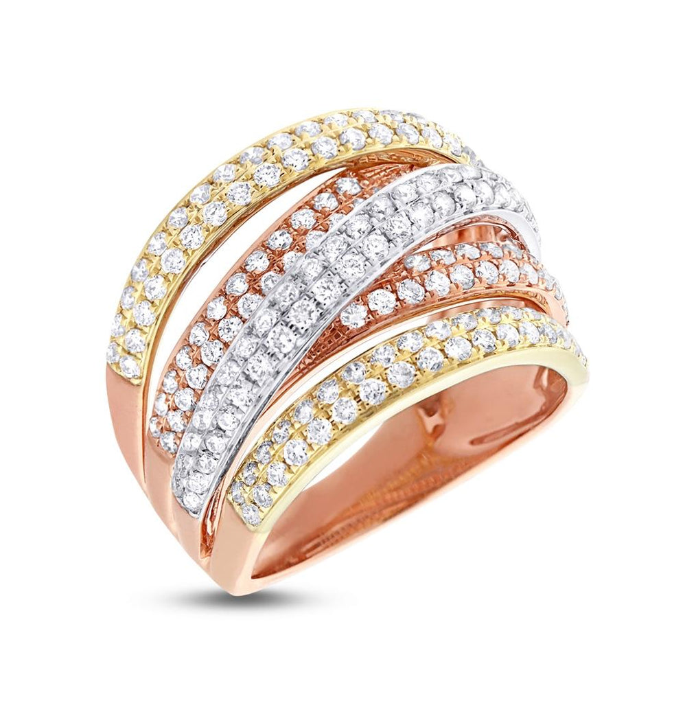 1.51 Ctw 14k Three-tone Gold Diamond Bridge Ring