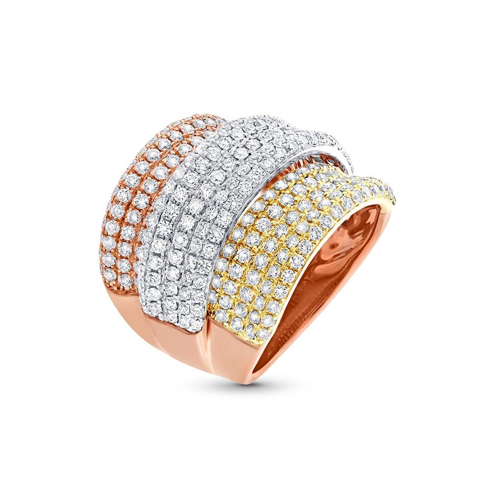 2.66 Ctw 14k Three-tone Gold Diamond Womens Ring