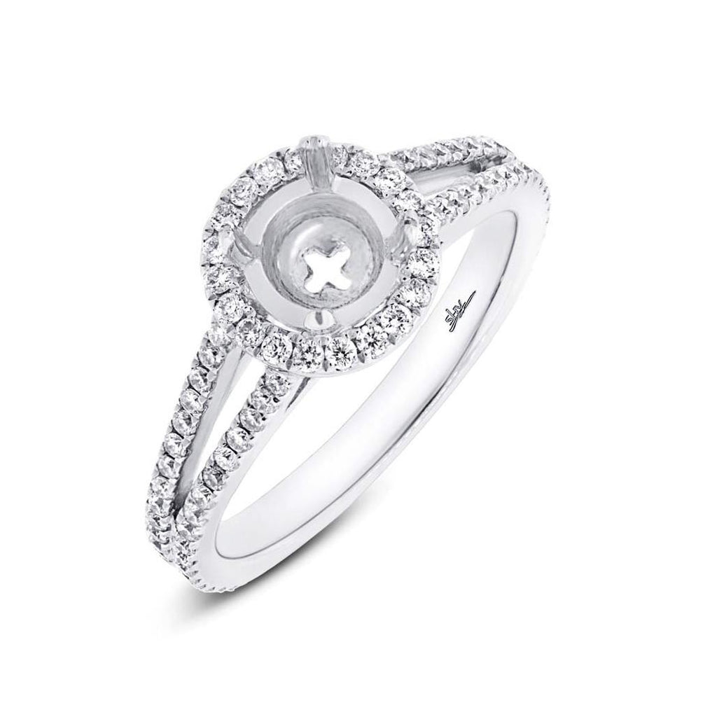 0.55 Ctw 18k White Gold Diamond Semi-mount Ring