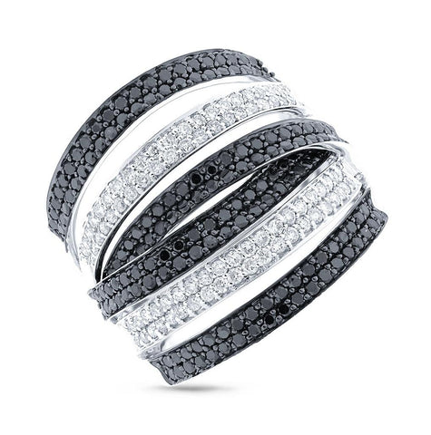 1.65 Ctw 14k White Gold Black And White Diamond Womens Ring