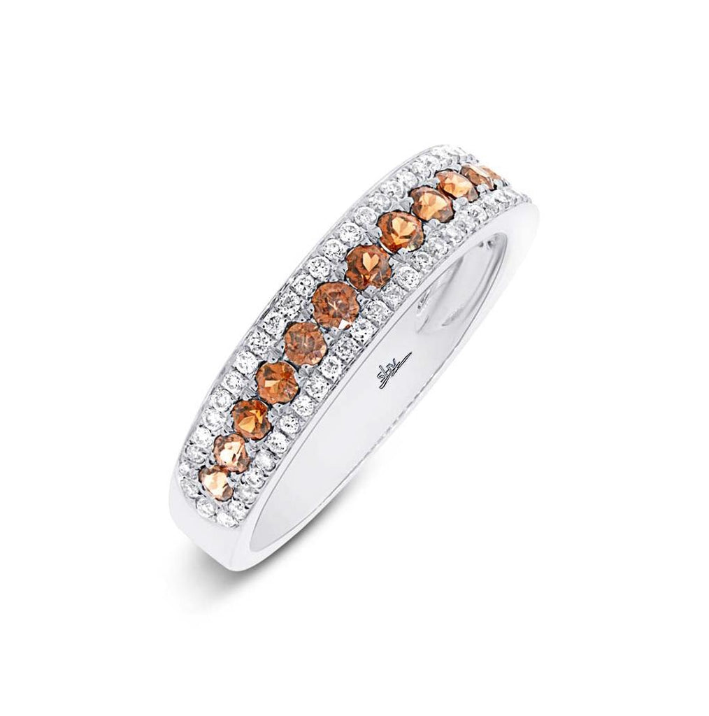 0.23 Ctw Diamond And 0.48 Ctw Red Garnet 14k White Gold Womens Band