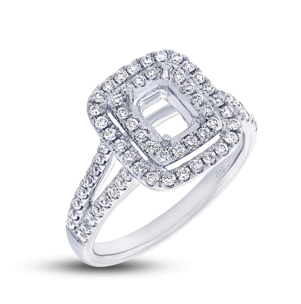 0.58 Ctw 18k White Gold Diamond Semi-mount Ring