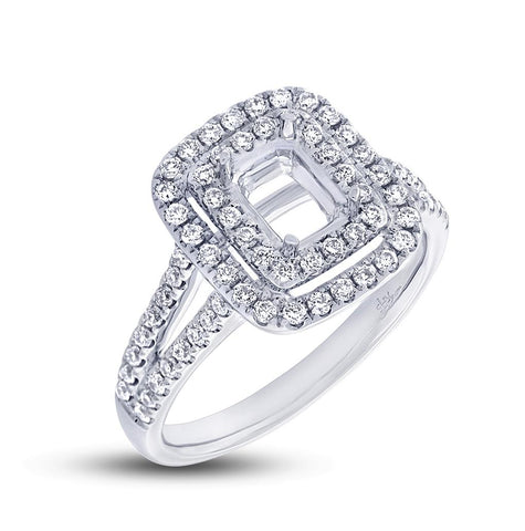 0.58 Ctw 18k White Gold Diamond Semi-mount Ring