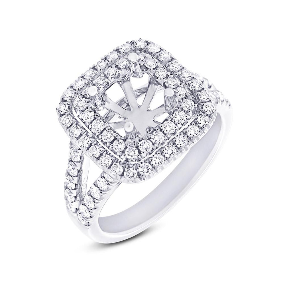 0.66 Ctw 18k White Gold Diamond Semi-mount Ring