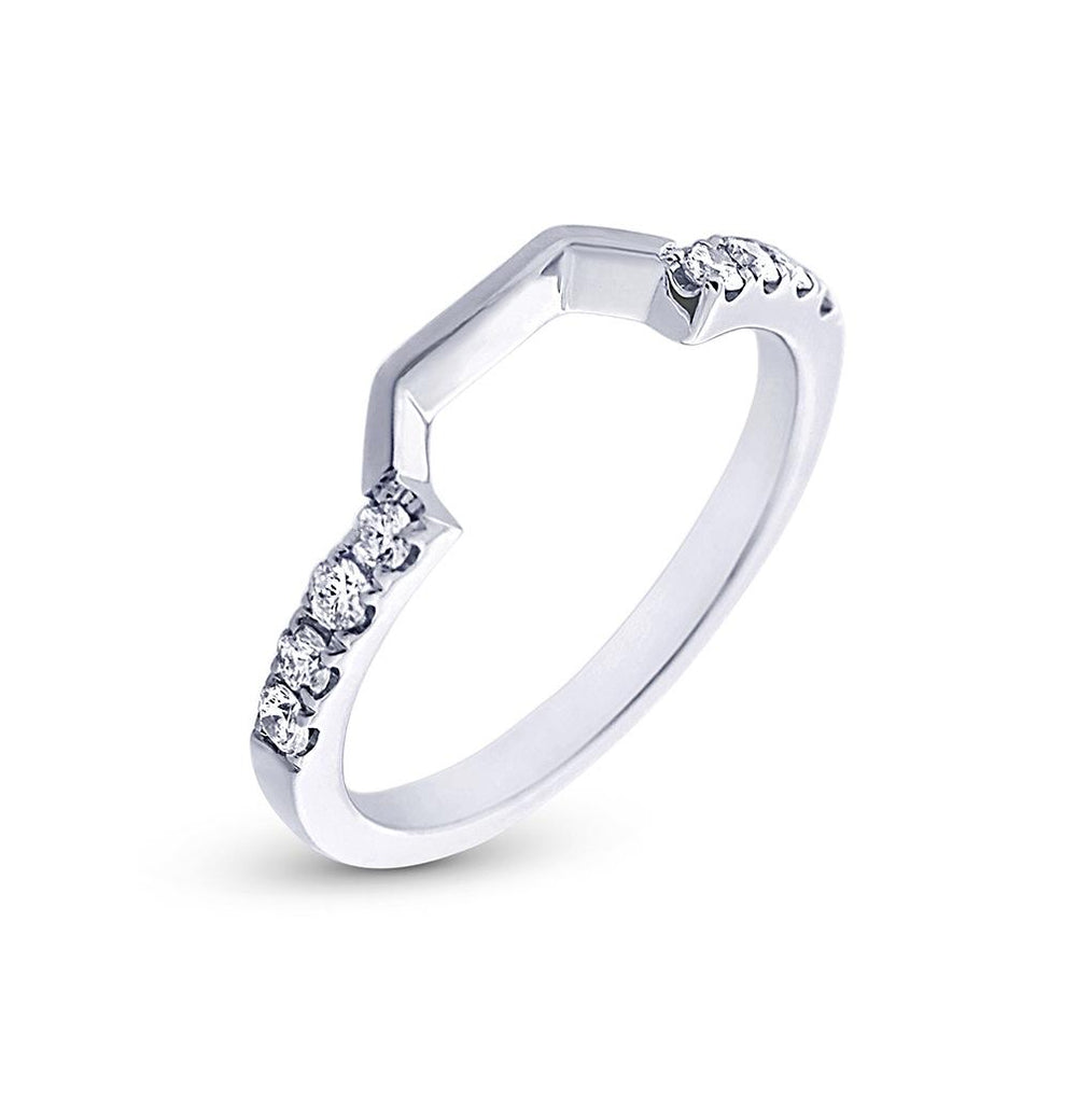 0.22 Ctw 14k White Gold Diamond Womens Shadow Band